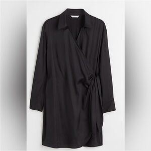 H&M Black Satin Wrap Dress